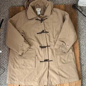 Mens classic vintage L.L. Bean Coat Beige Wool Blend hooded toggle size xxL